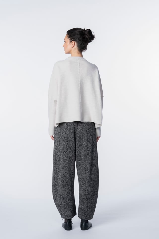 Trousers 6536 - Jacquard jersey with herringbone pattern - 990BLACK - 10260710536