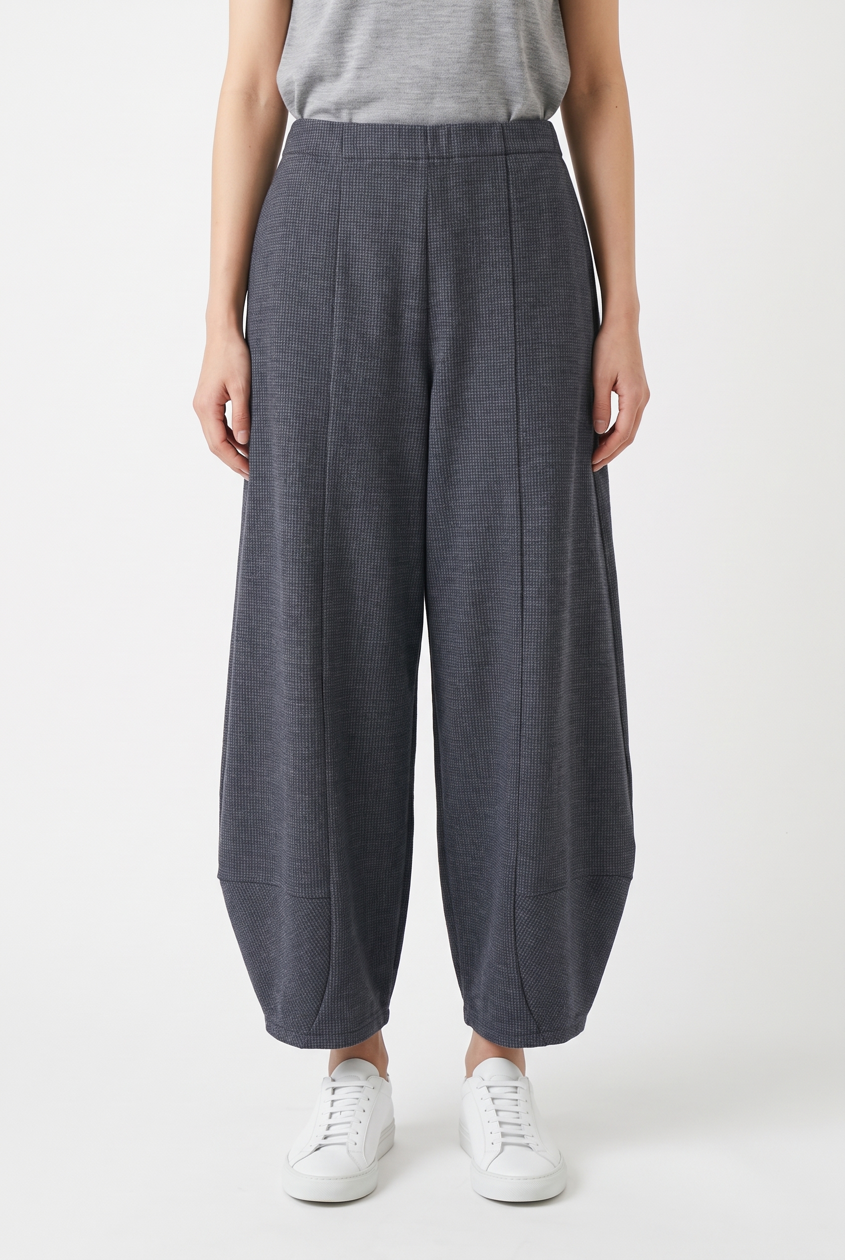 Trousers 6537 Blue Houndstooth jacquard jersey