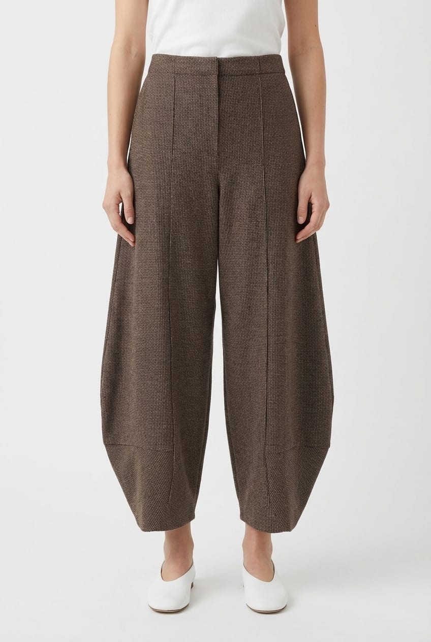 Trousers 6537 - Houndstooth jacquard jersey - 860WOOD - 10260710537