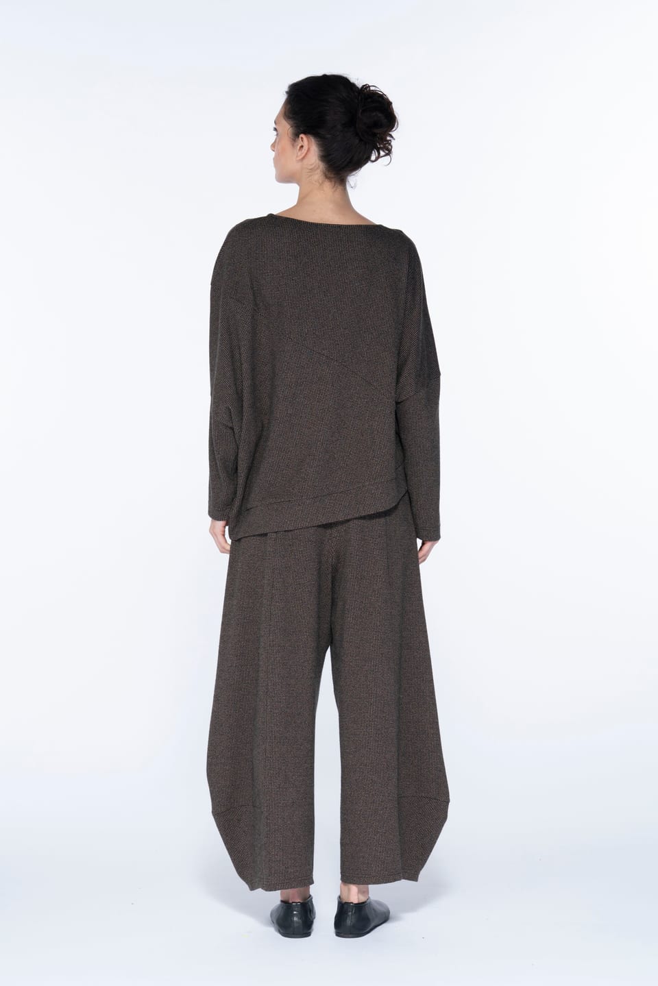 Trousers 6537 - Houndstooth jacquard jersey - 860WOOD - 10260710537