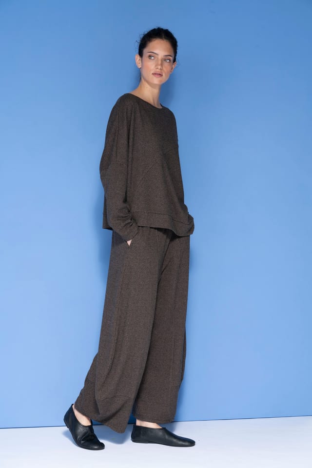 Trousers 6537 - Houndstooth jacquard jersey - 860WOOD - 10260710537