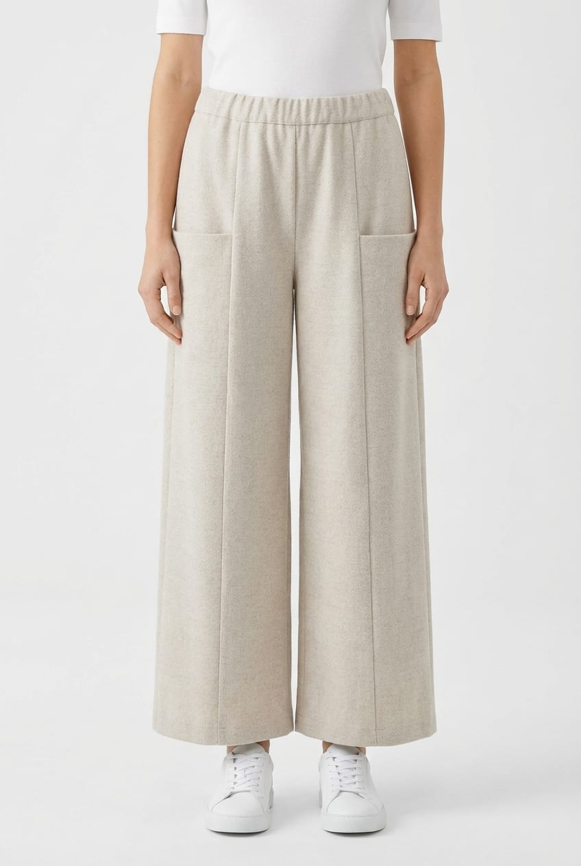 Trousers 6539 - Twill jacquard jersey - 120ECRU - 10260710539