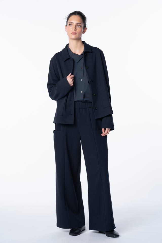 Trousers 6539 - Twill jacquard jersey - 490NAVY - 10260710539
