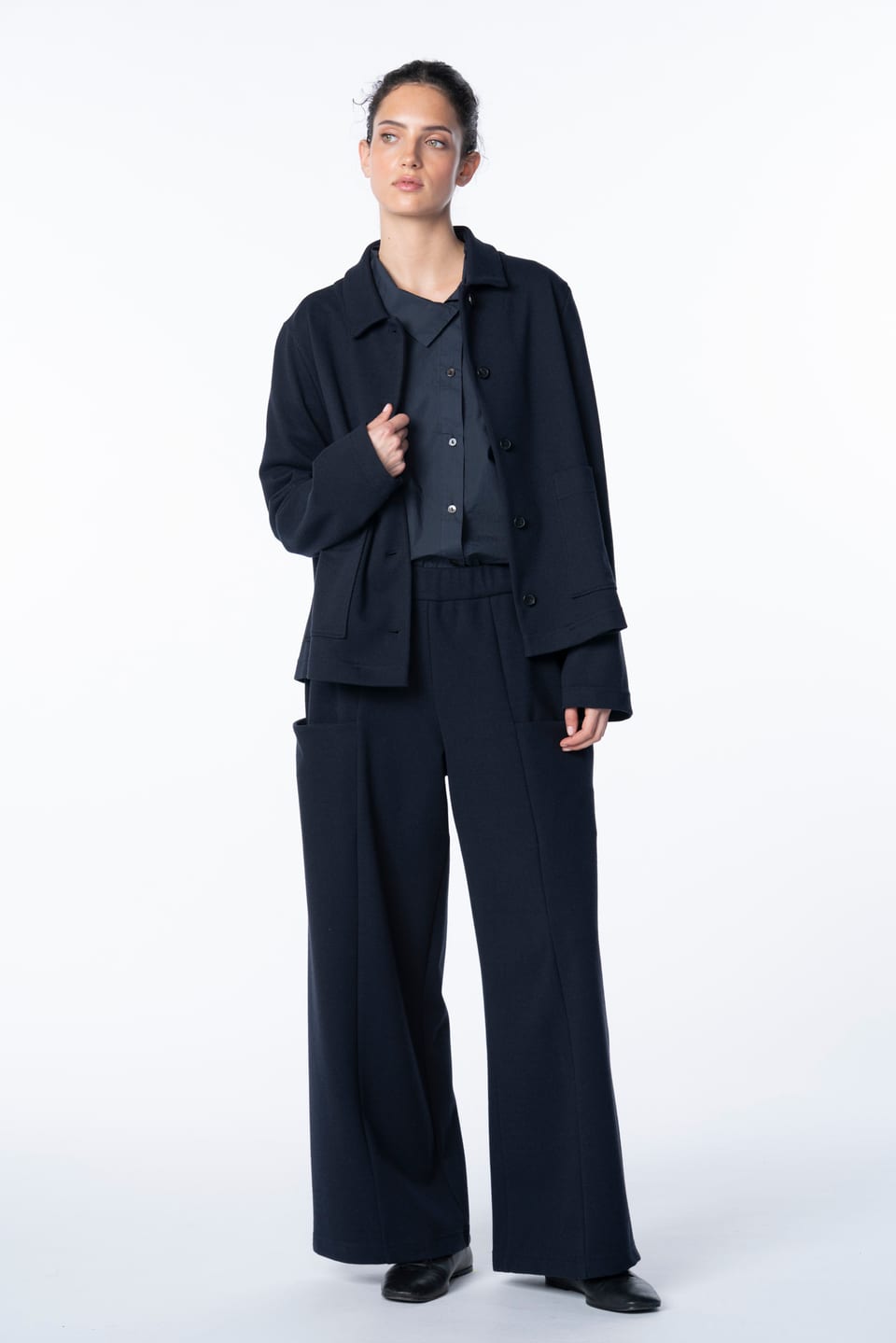 Trousers 6539 - Twill jacquard jersey - 490NAVY - 10260710539