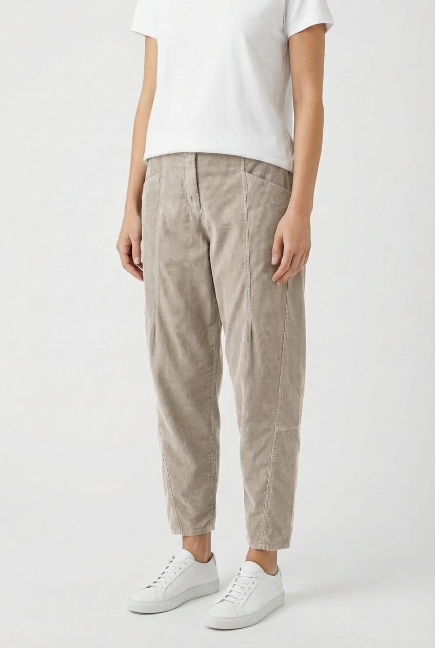 Trousers 6541 - Cotton needlecord with stretch - 122ECRU - 10260710541