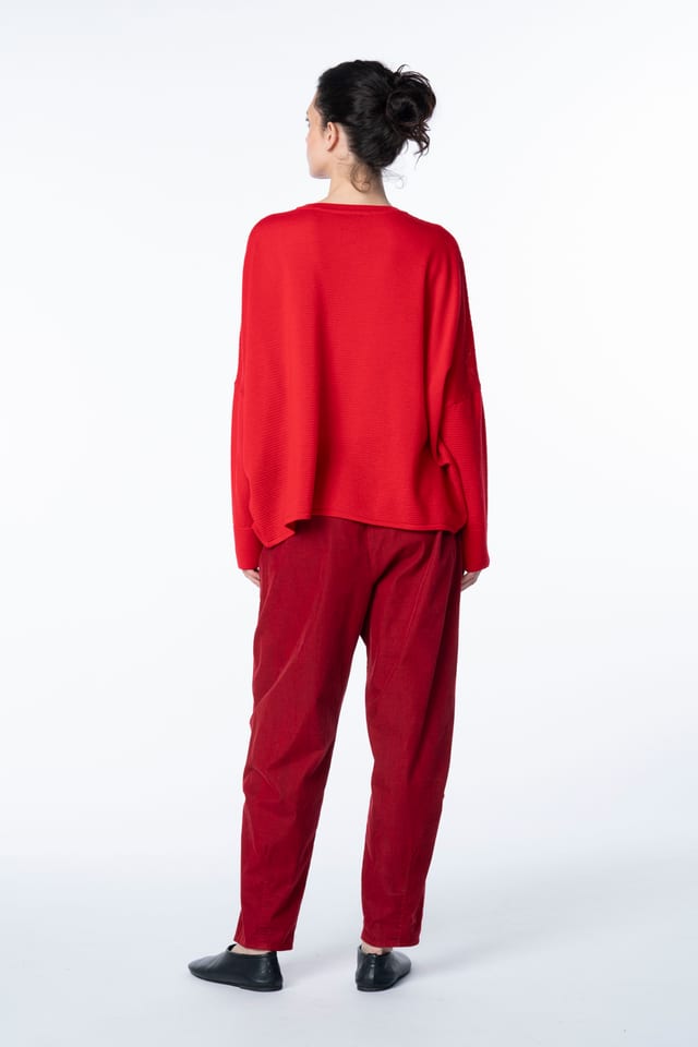 Trousers 6541 - Cotton needlecord with stretch - 352SCARLET - 10260710541