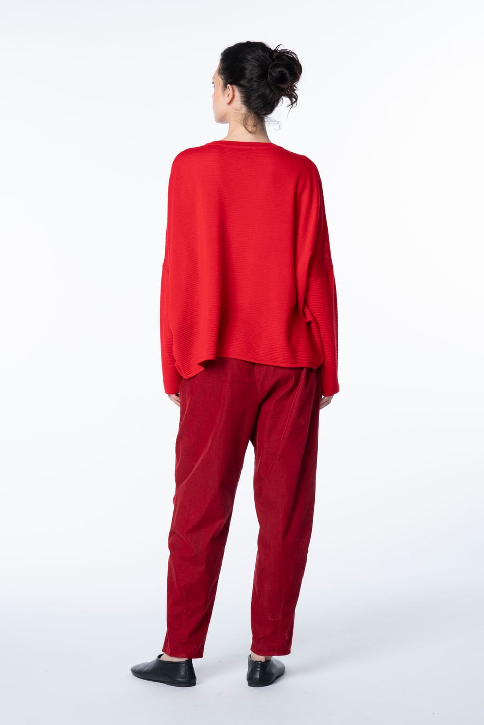 Trousers 6541 - Cotton needlecord with stretch - 352SCARLET - 10260710541