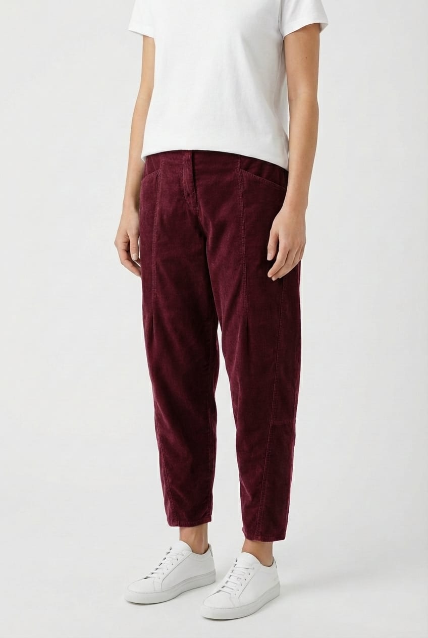 Trousers 6541 - Cotton needlecord with stretch - 362SYRAH - 10260710541