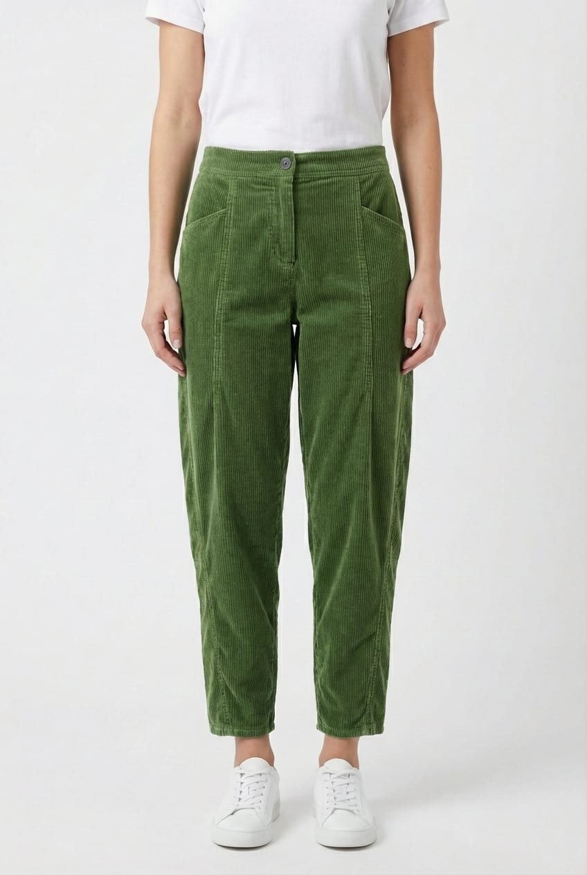 Trousers 6541 - Cotton needlecord with stretch - 662GREEN - 10260710541