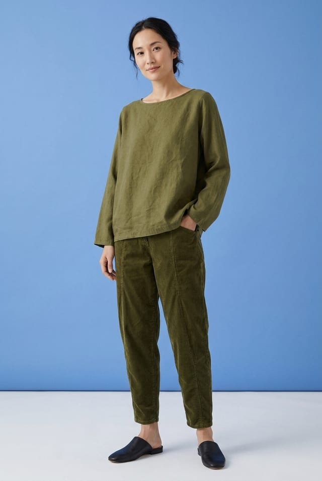 Trousers 6541 - Cotton needlecord with stretch - 752MEADOW - 10260710541