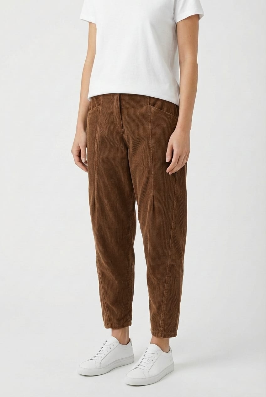 Trousers 6541 - Cotton needlecord with stretch - 862WOOD - 10260710541