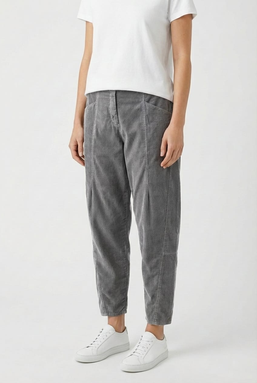Trousers 6541 - Cotton needlecord with stretch - 942STONE - 10260710541