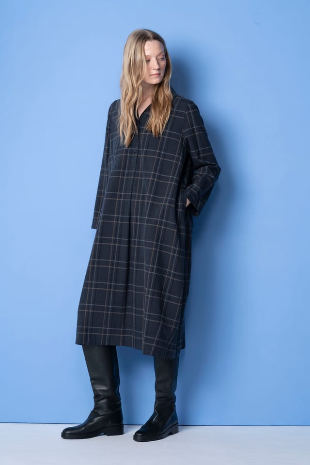 Dress 6553 - Seersucker check - 490NAVY - 10260710553