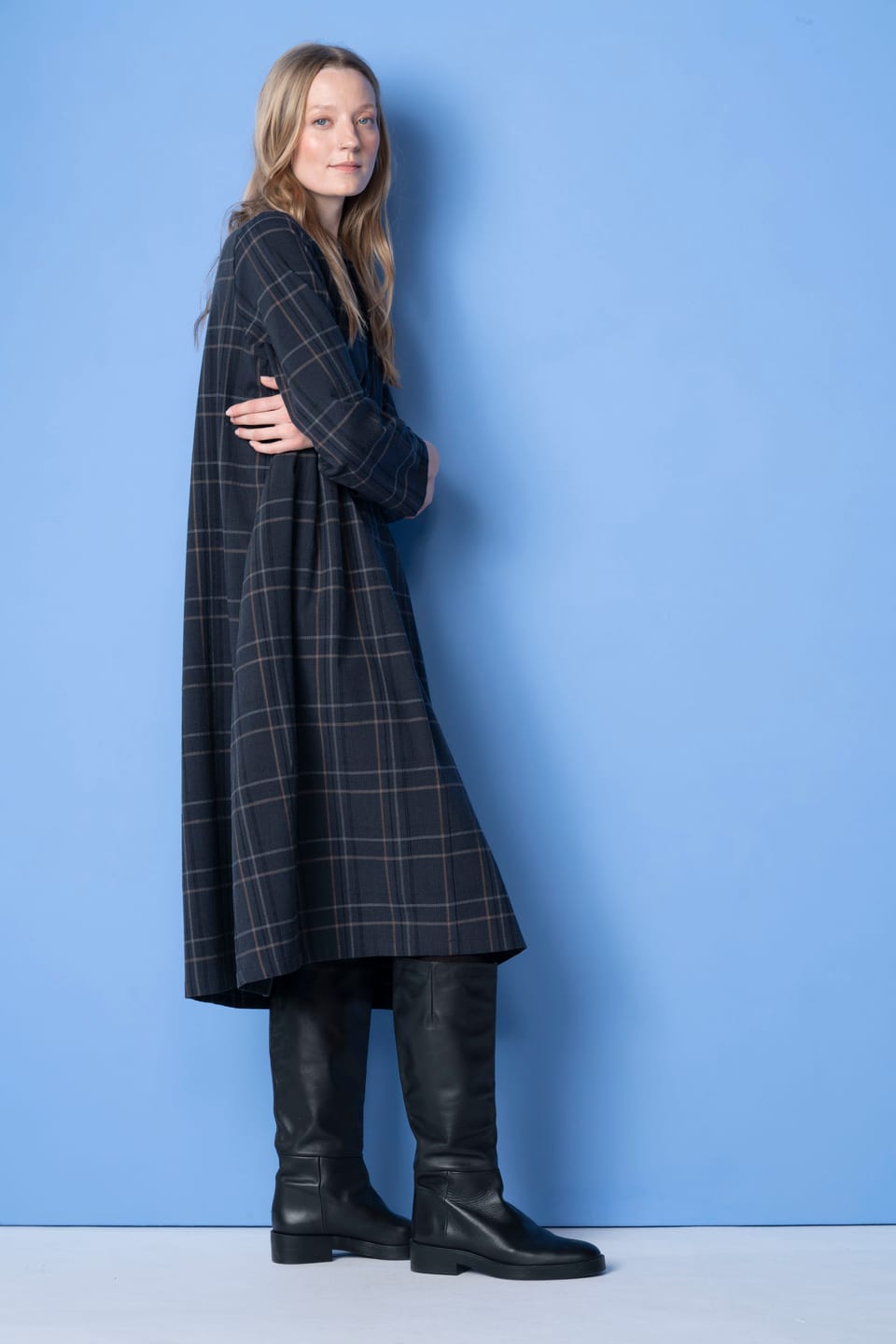 Dress 6553 - Seersucker check - 490NAVY - 10260710553