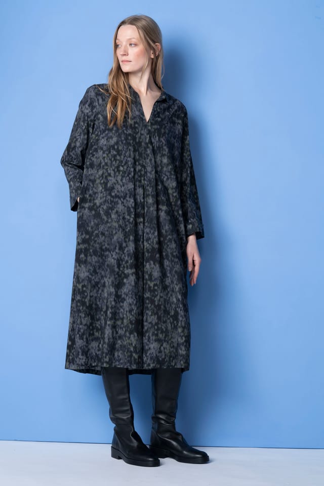 Dress 6554 - Viskose-Baumwollmix mit Ikatdruck - 490NAVY - 10260710554