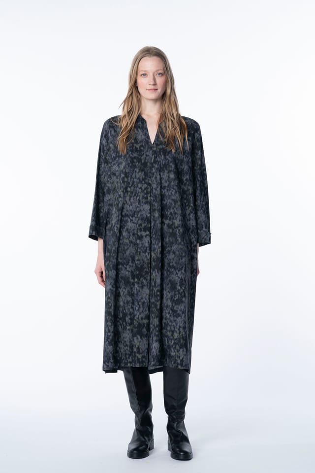 Dress 6554 - Viskose-Baumwollmix mit Ikatdruck - 490NAVY - 10260710554