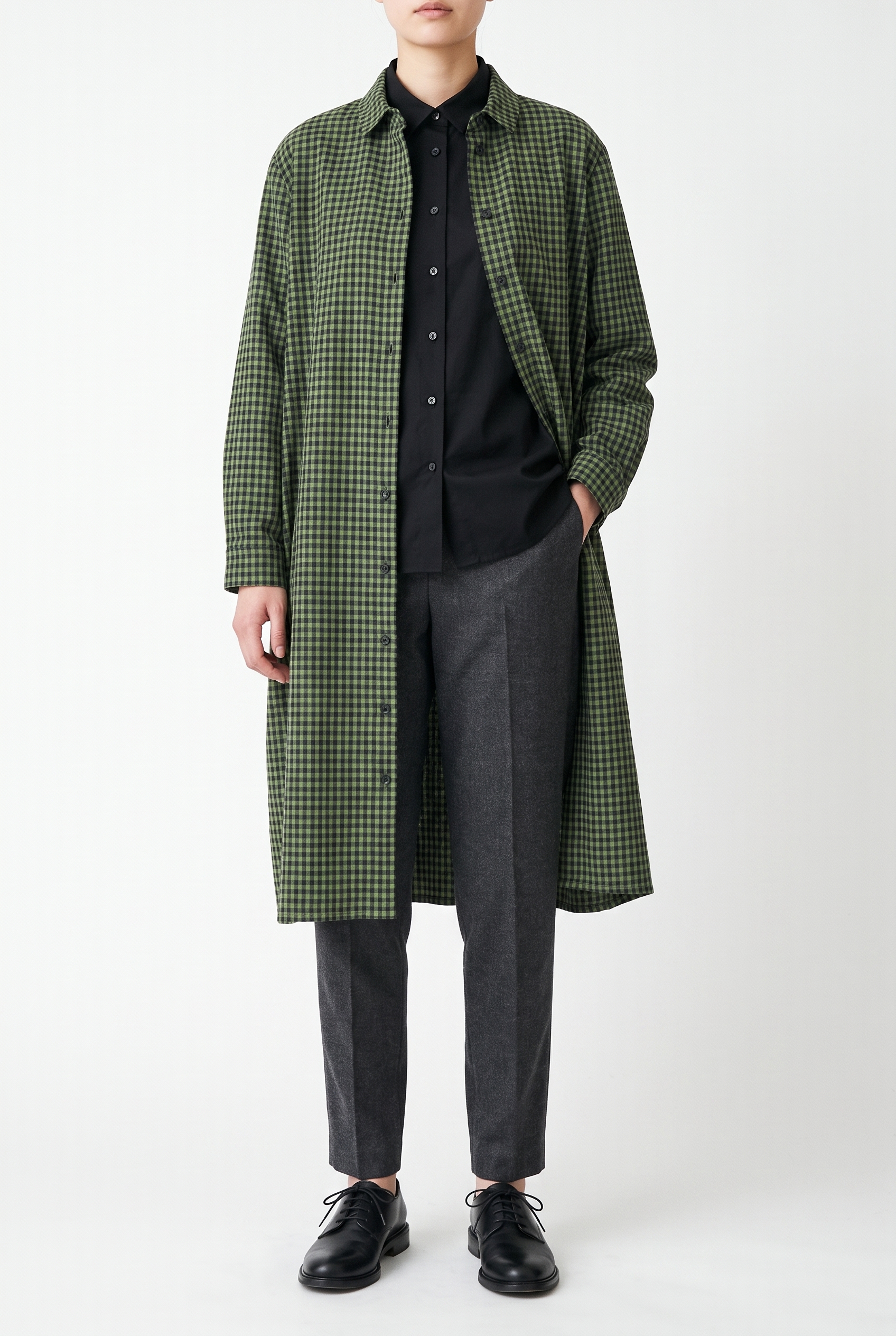 Kleid 6555 660GREEN Wollmischung mit Vichykaro