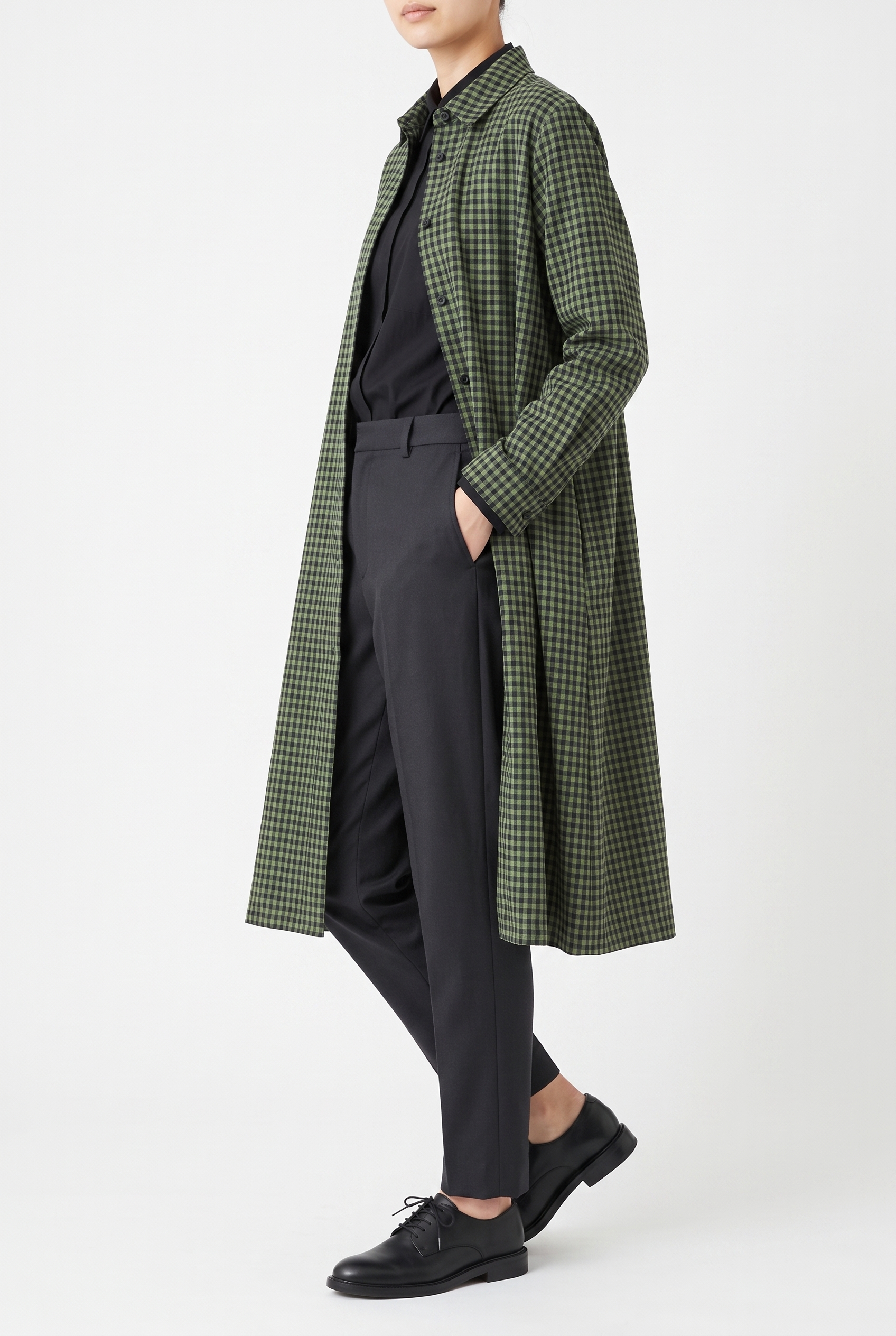 Kleid 6555 660GREEN Wollmischung mit Vichykaro