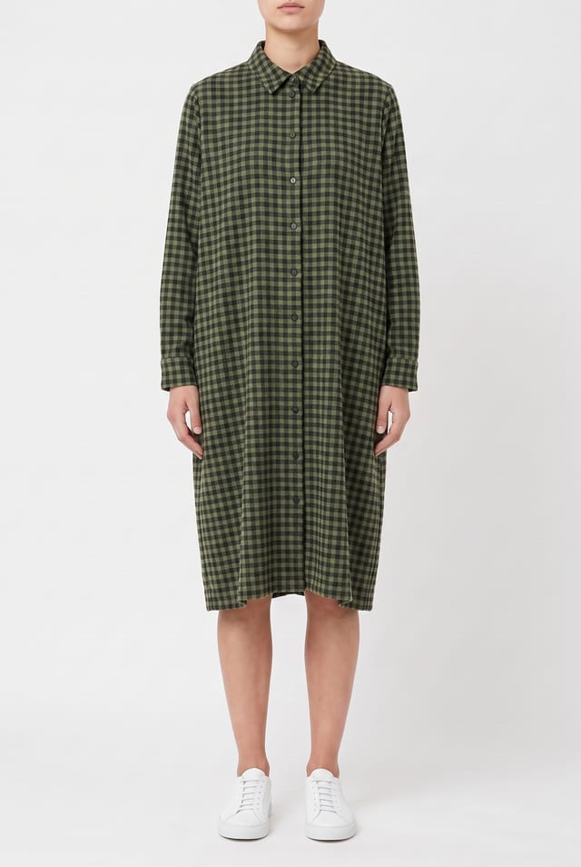 Jurk 6555 - Wolmix met vichyruit - 660GREEN - 10260710555