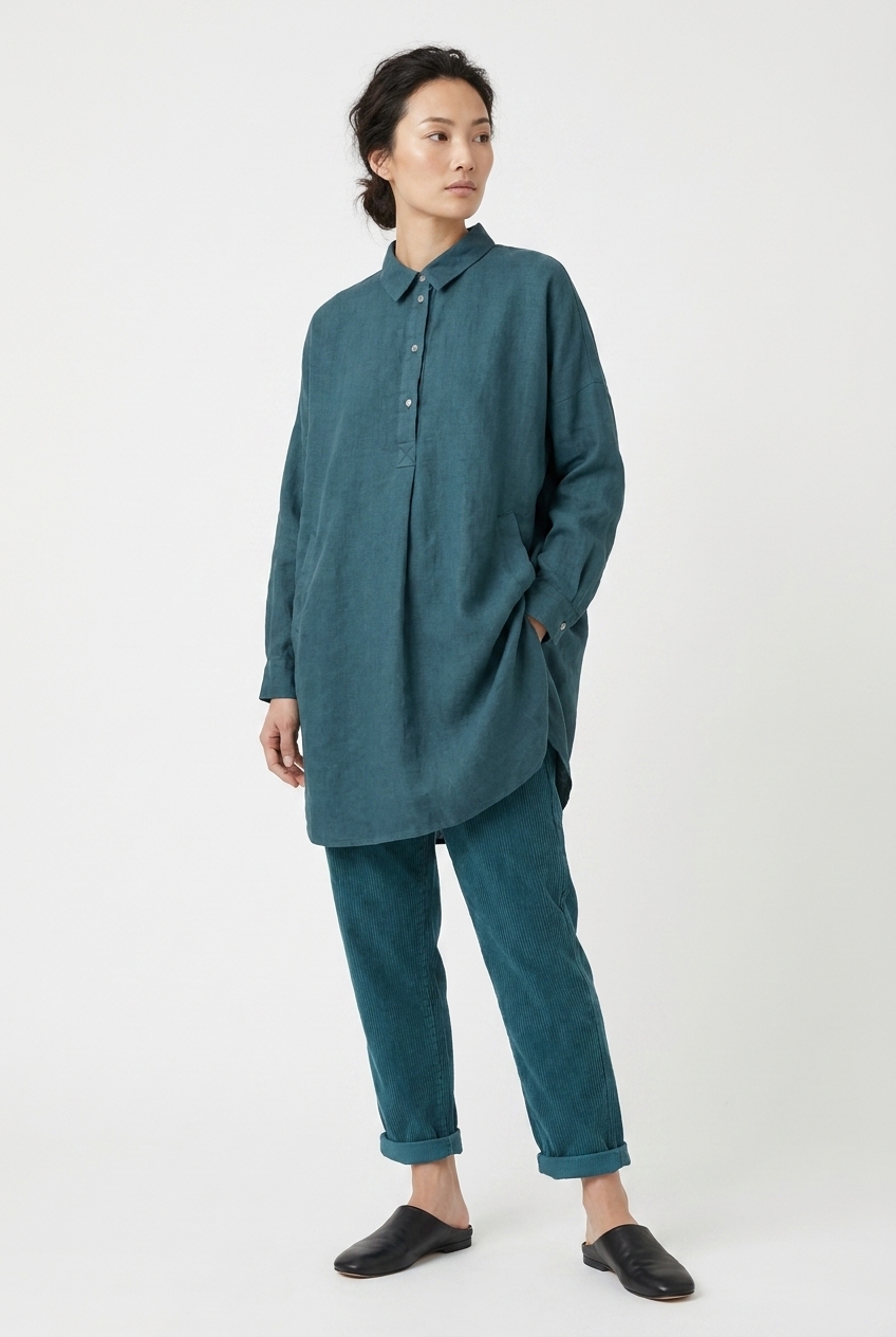 Kleid 6556 Turquoise Fließender Lyocell-Twill