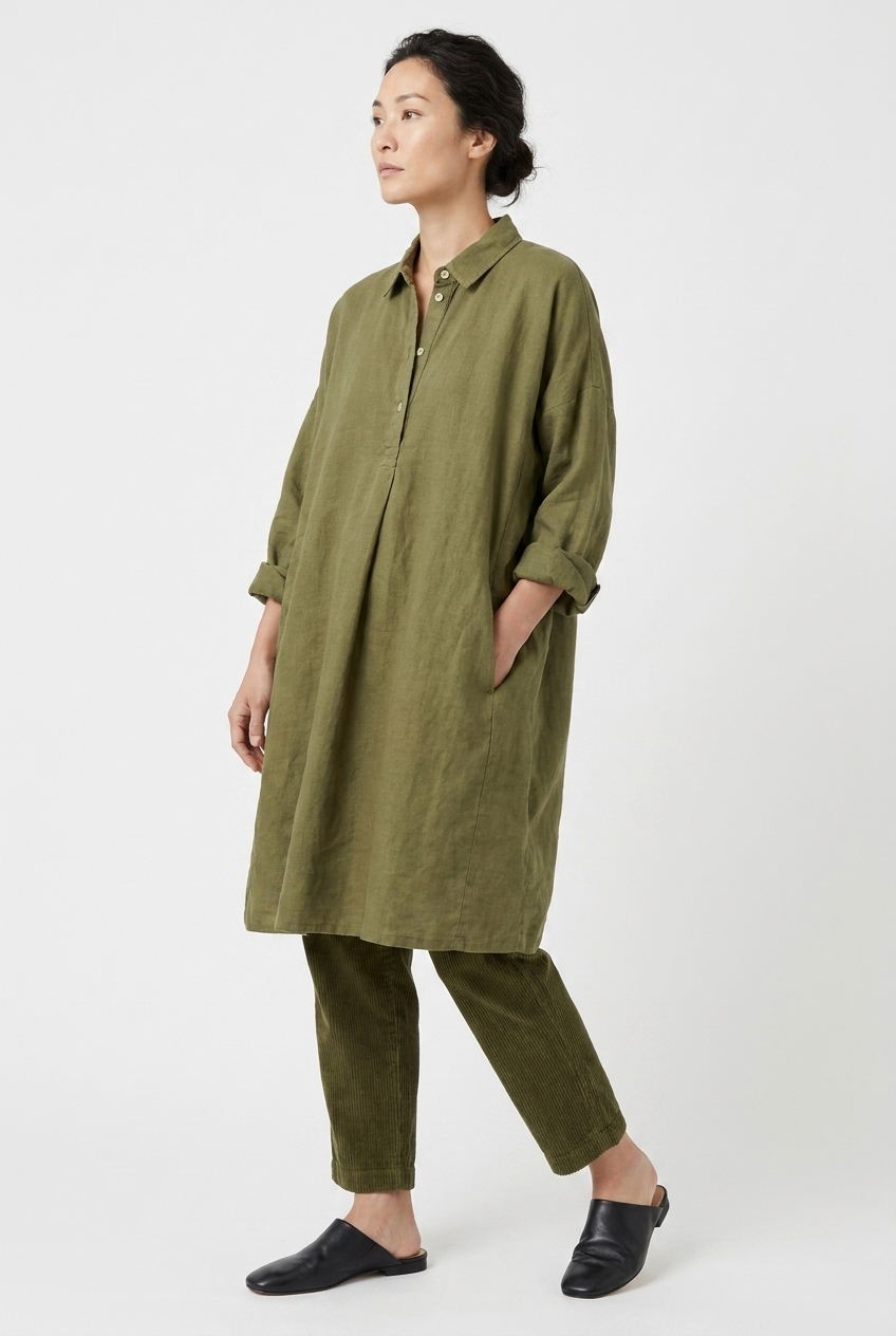 Kleid 6556 Green Fließender Lyocell-Twill