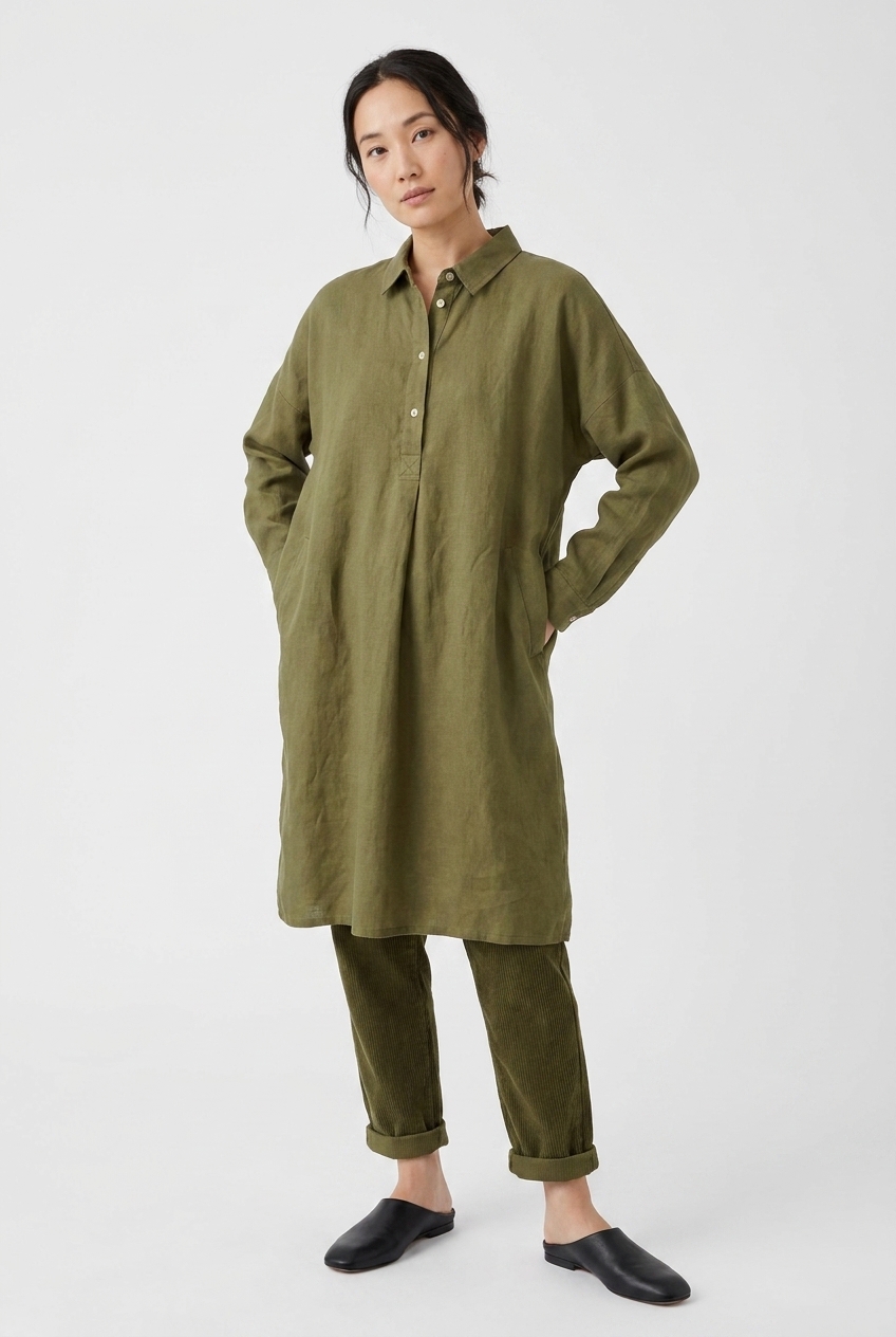 Kleid 6556 Green Fließender Lyocell-Twill