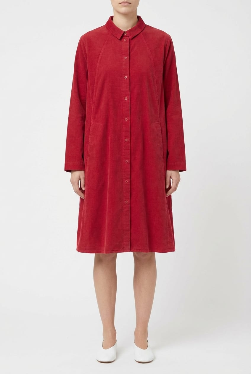 Dress 6558 - Elastischer Baumwoll-Feincord - 352SCARLET - 10260710558