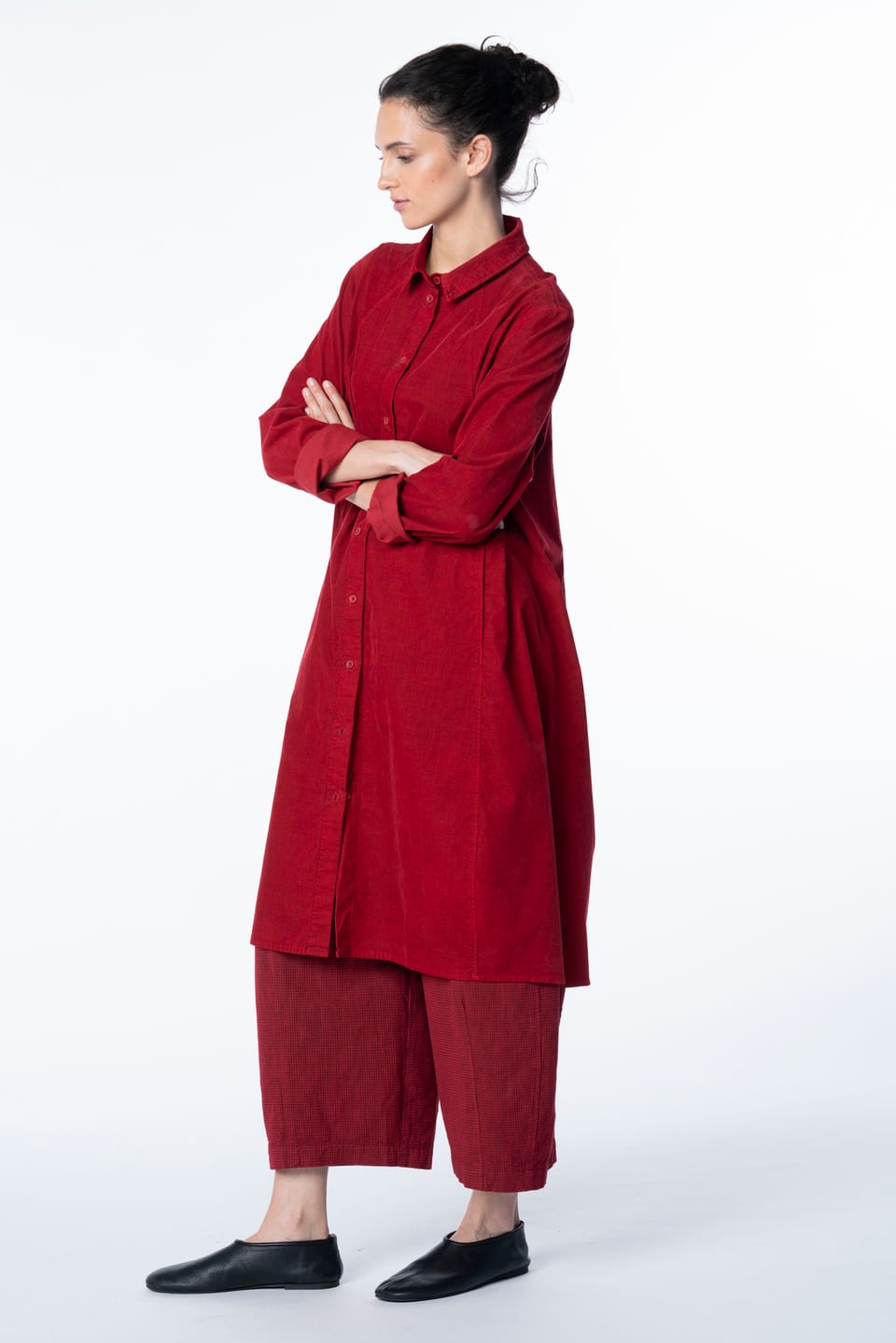 Dress 6558 - Elastischer Baumwoll-Feincord - 352SCARLET - 10260710558