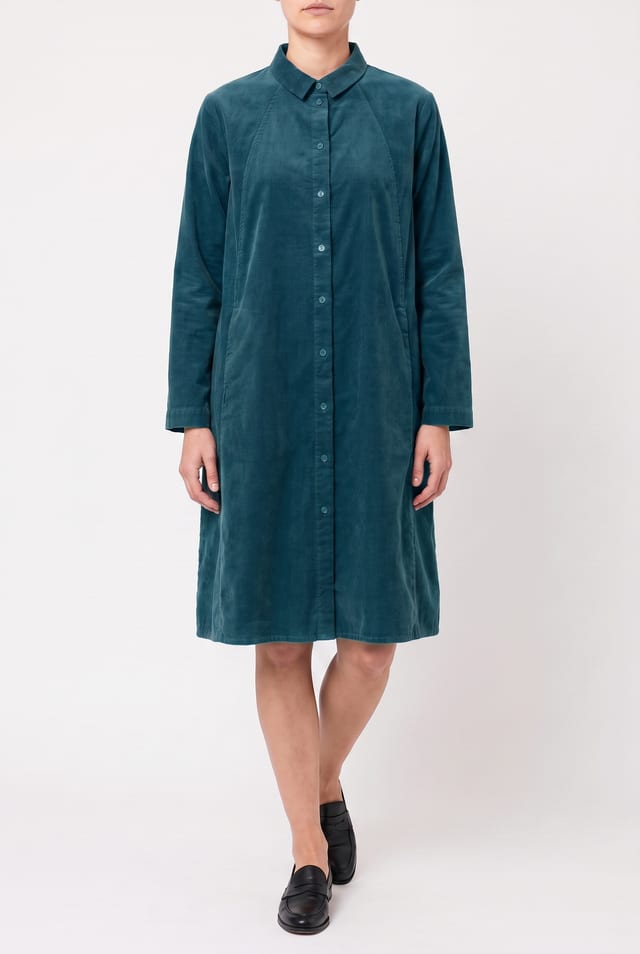 Dress 6558 - Elastischer Baumwoll-Feincord - 582TEAL - 10260710558