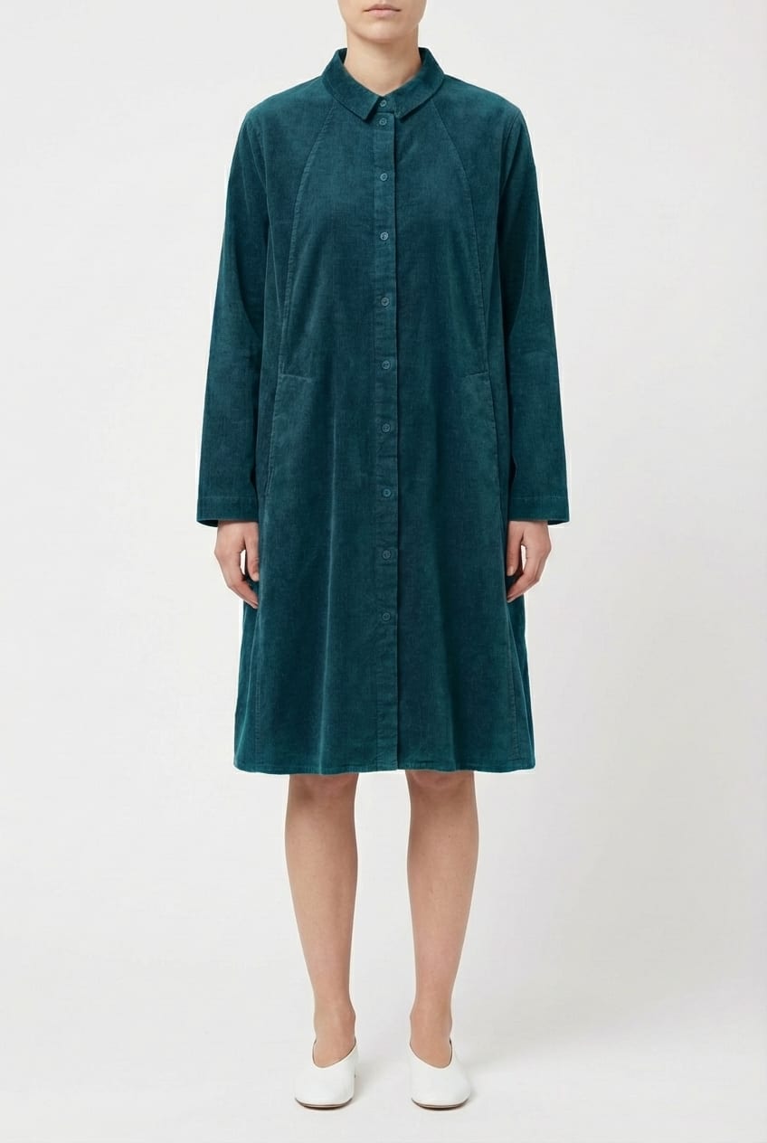 Dress 6558 - Elastischer Baumwoll-Feincord - 582TEAL - 10260710558