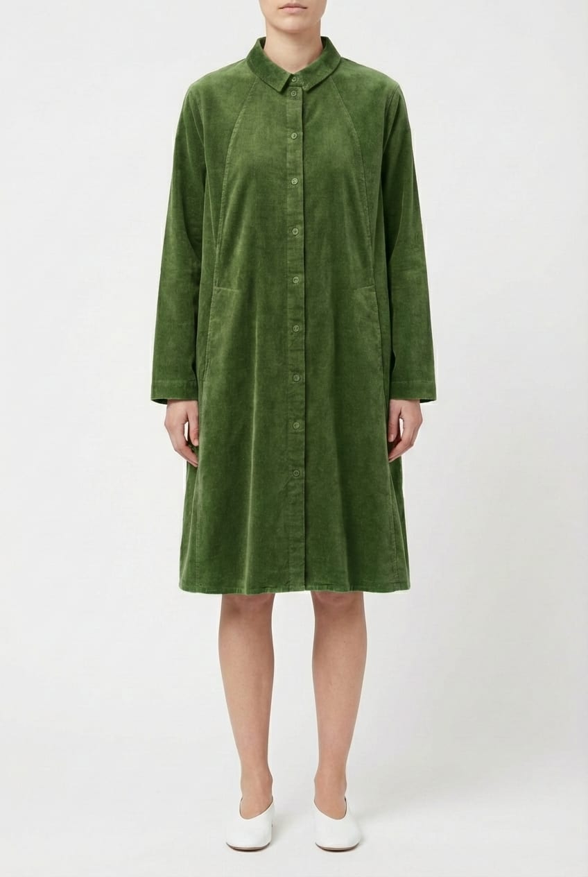 Dress 6558 - Elastischer Baumwoll-Feincord - 662GREEN - 10260710558