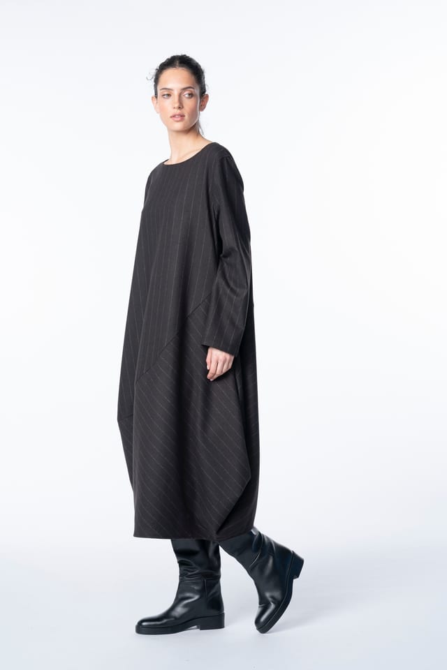 Dress 6562 - Wollmischung mit Kreidestreifen - 890CHOCO - 10260710562