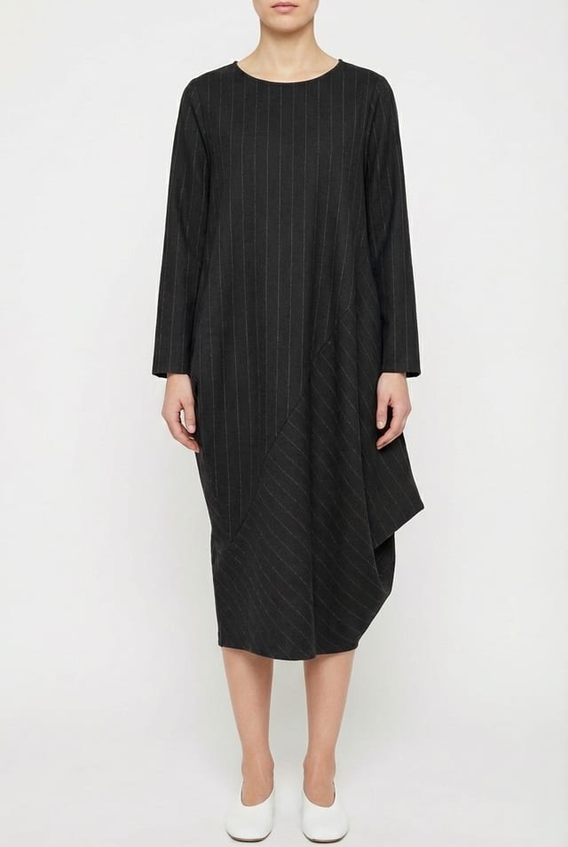 Dress 6562 - Wollmischung mit Kreidestreifen - 990BLACK - 10260710562