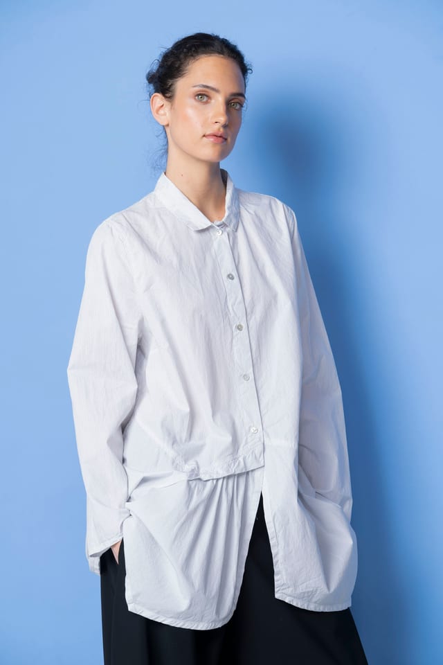 Blouse 6580 - Brushed cotton dobby stretch - 100WHITE - 10260710580