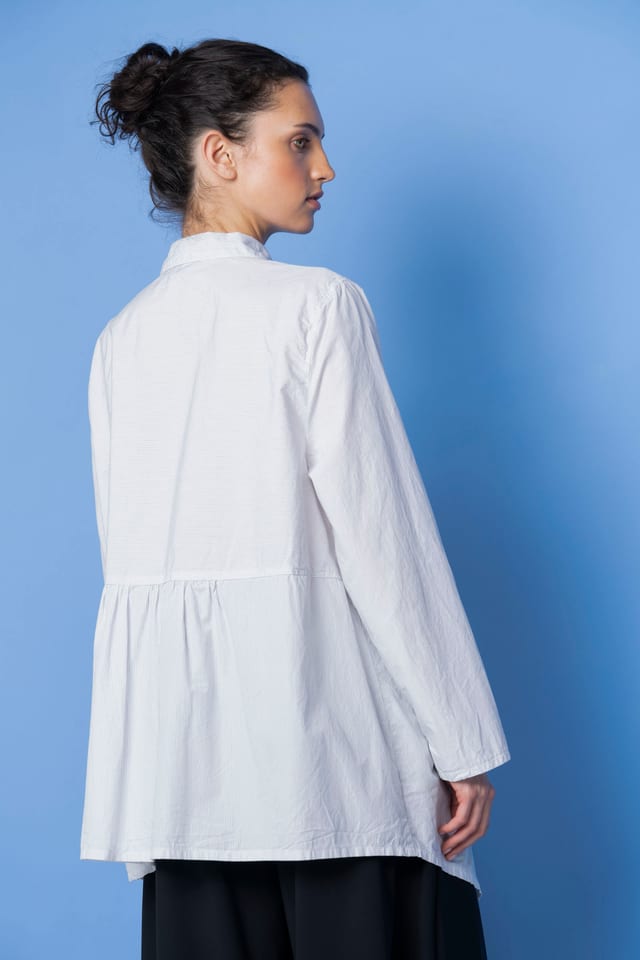 Blouse 6580 - Brushed cotton dobby stretch - 100WHITE - 10260710580