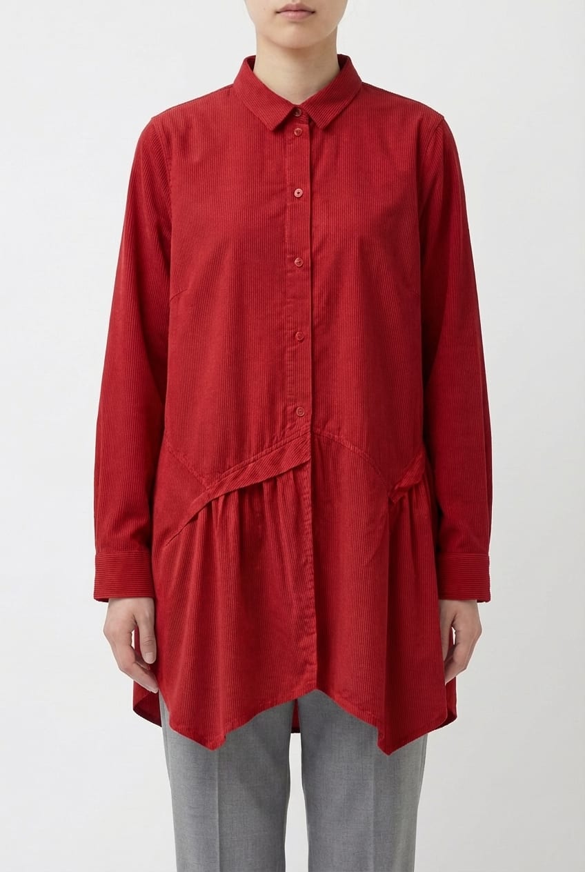 Blouse 6580 - Brushed cotton dobby stretch - 350SCARLET - 10260710580