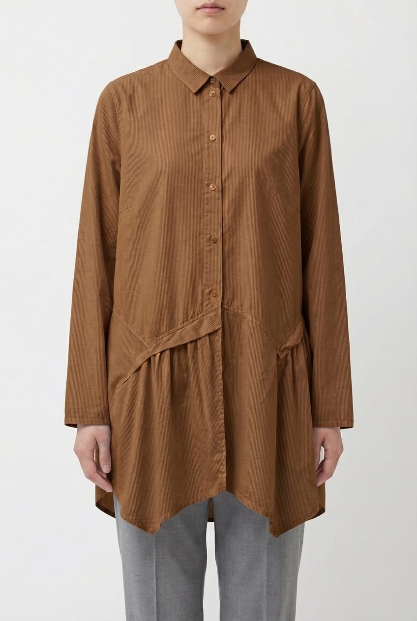 Blouse 6580 - Brushed cotton dobby stretch - 860WOOD - 10260710580