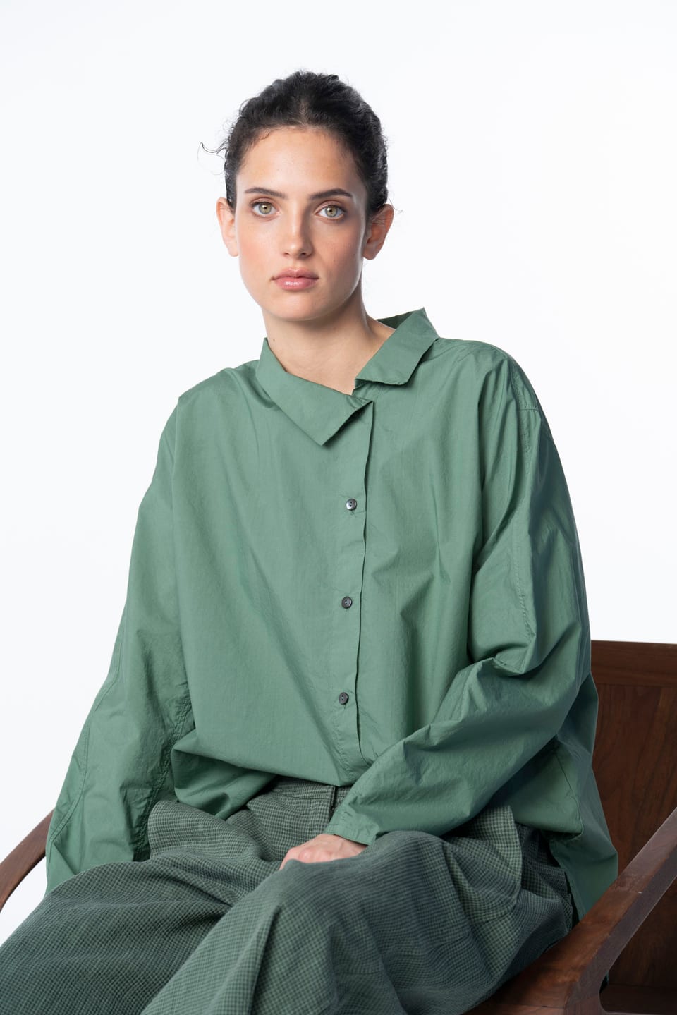 Blouse 6583 - Cotton stretch velvet - 640MYRTLE - 10260710583