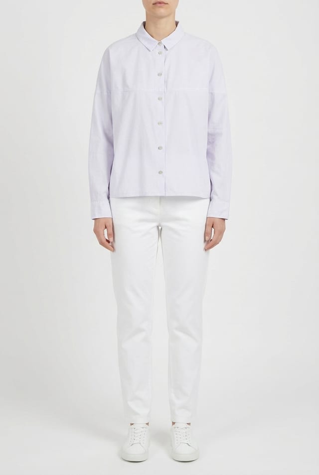 Blouse 6584 - Fine Pinstripe Cotton Poplin - 10260710584