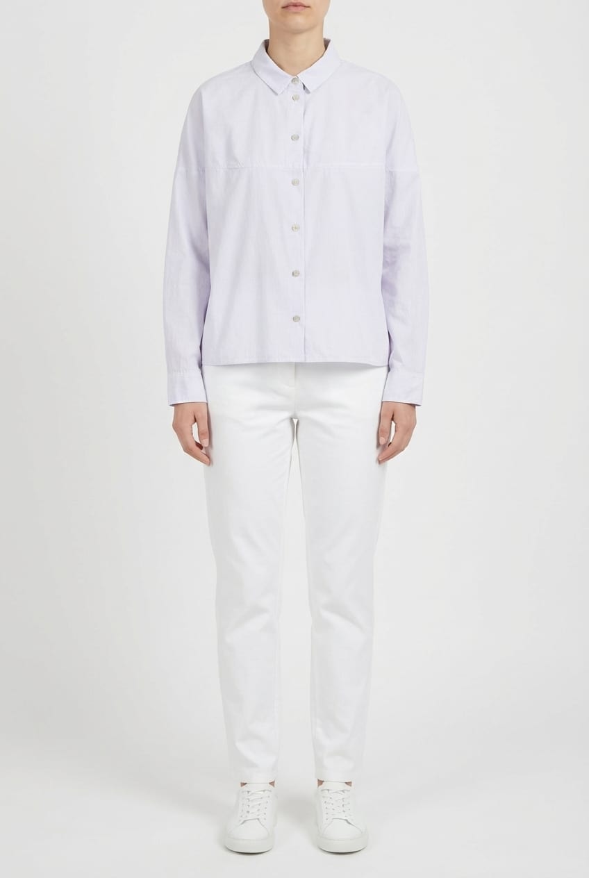 Blouse 6584 - Cotton stretch velvet - 100WHITE - 10260710584