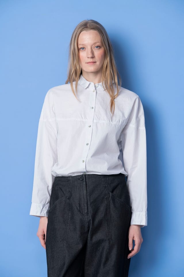 Blouse 6584 - Cotton stretch velvet - 100WHITE - 10260710584