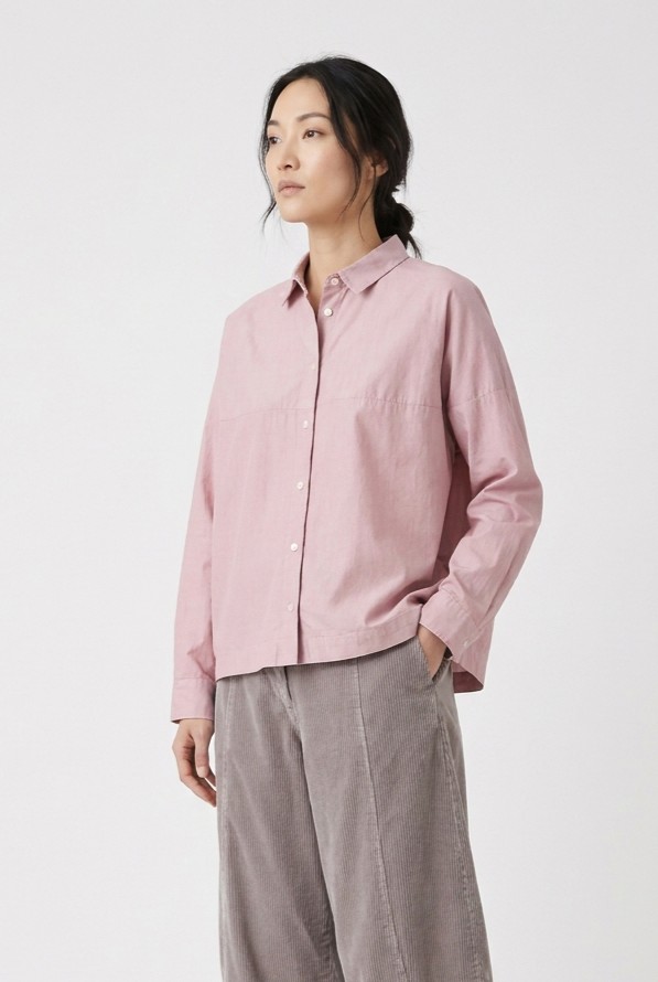 Blouse 6584 Pink Fine Pinstripe Cotton Poplin