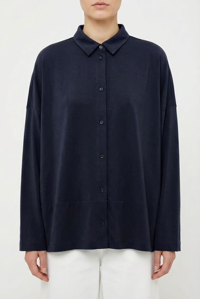 Blouse 6585 - Fließender Lyocell-Jersey - 490NAVY - 10260710585