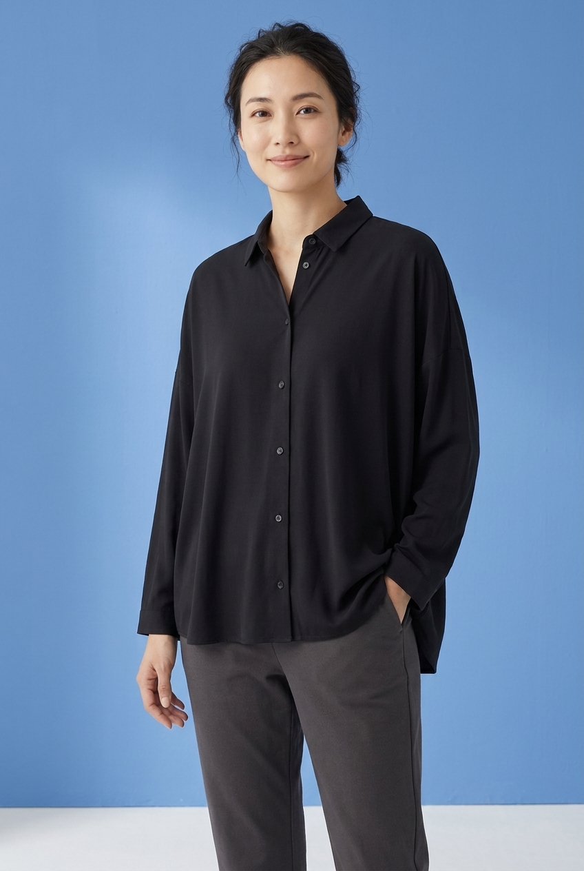 Blouse 6585 Grey Fließender Lyocell-Jersey