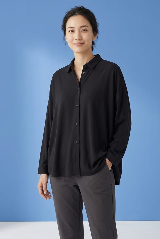 Blouse 6585 - Fließender Lyocell-Jersey - 990BLACK - 10260710585