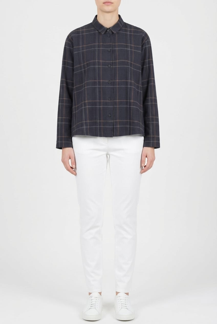 Blouse 6587 - Seersucker-Karo - 490NAVY - 10260710587