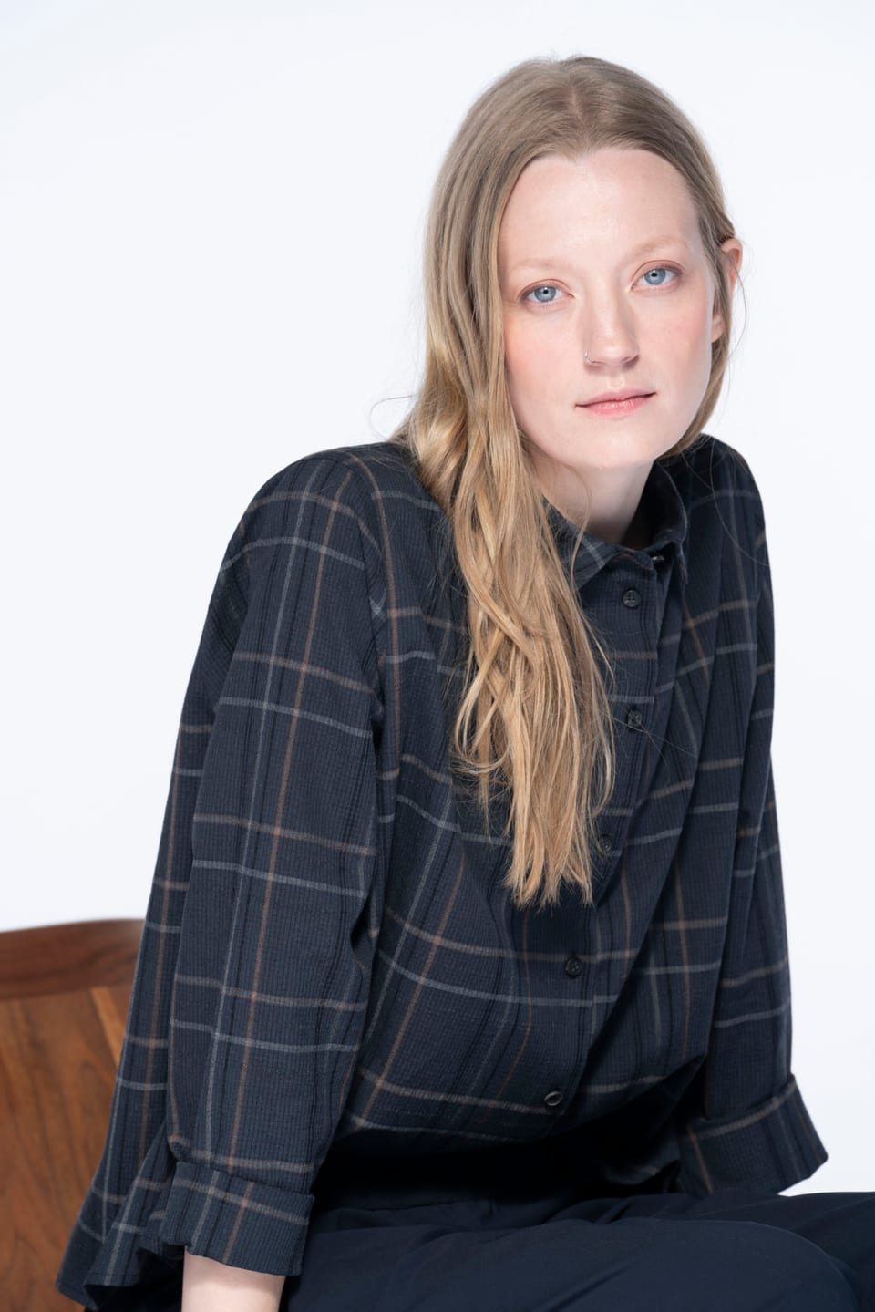 Blouse 6587 - Seersucker-Karo - 490NAVY - 10260710587