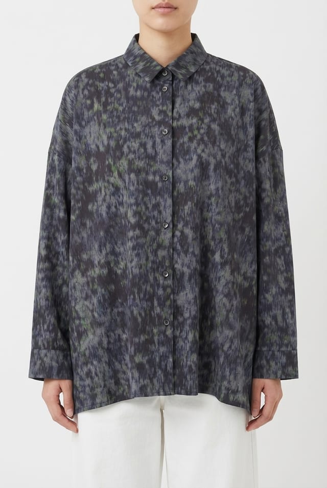 Blouse 6588 - Viskose-Baumwollmix mit Ikatdruck - 490NAVY - 10260710588