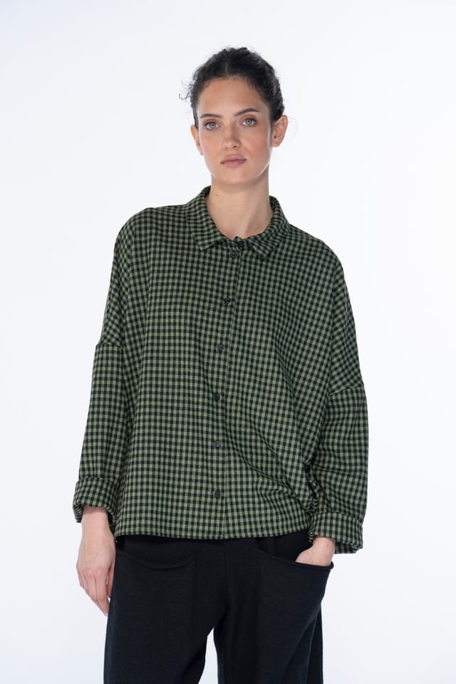 Blouse 6589 - Wool blend with gingham check - 660GREEN - 10260710589