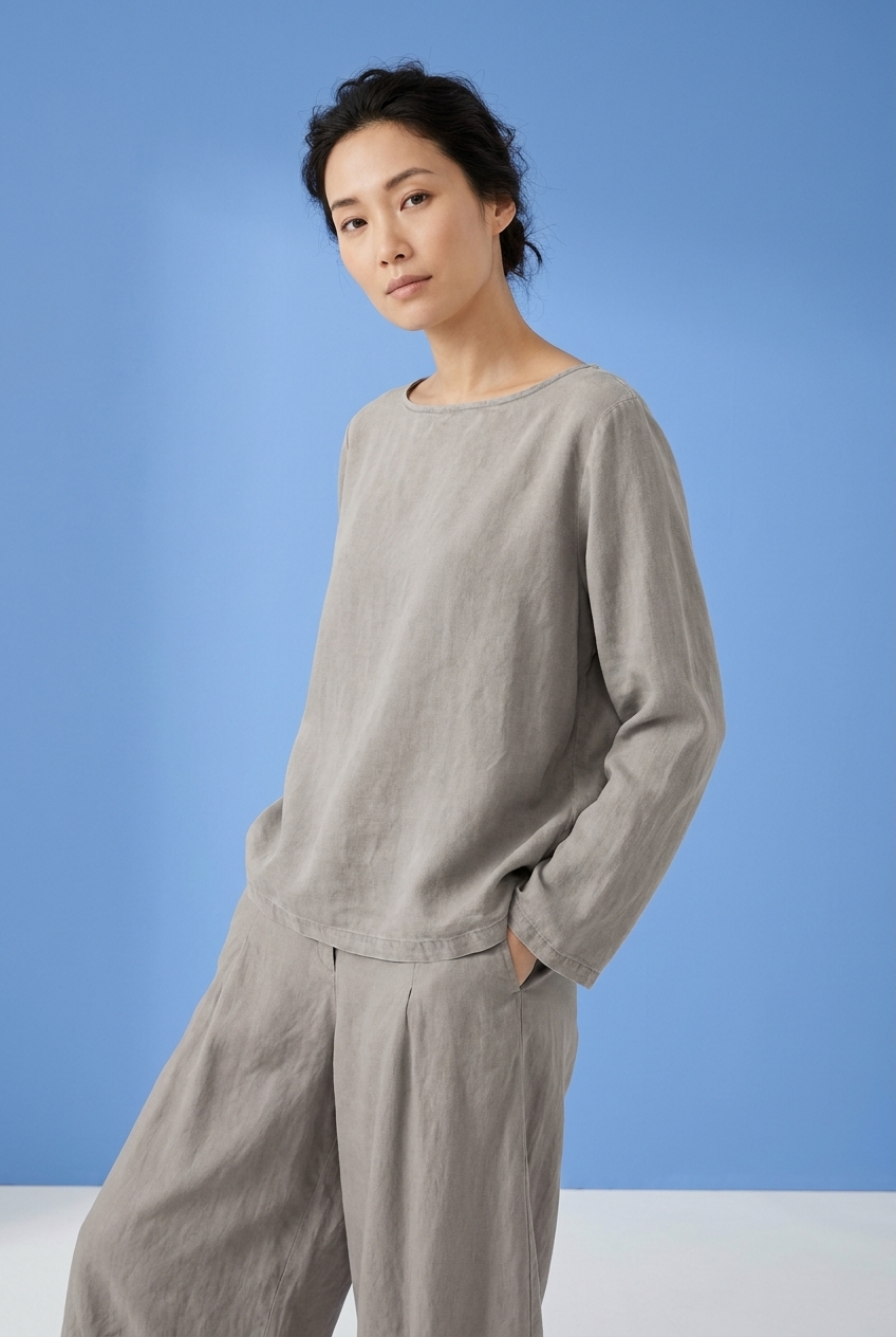Blouse 6590 Grey Drapey lyocell twill